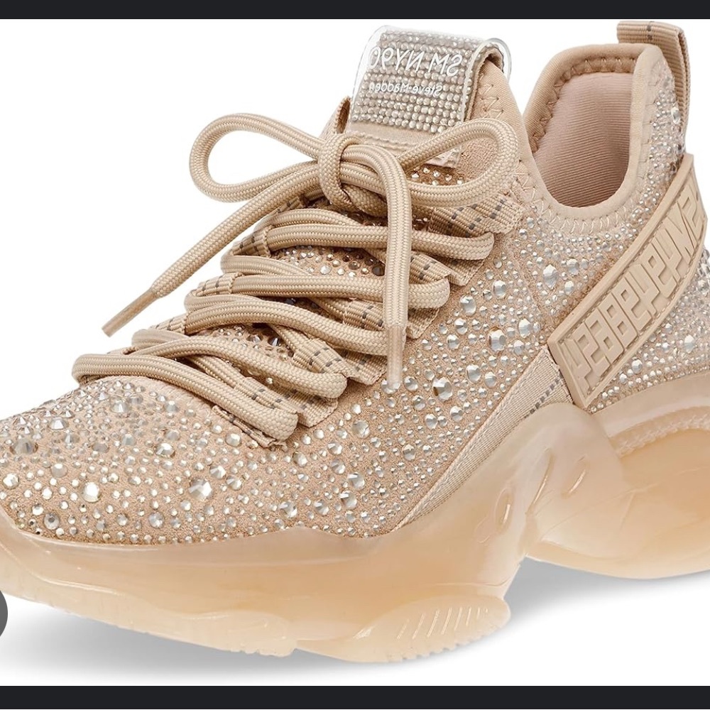 Steve Madden “Maxima” rhinestone sneaker in nude/ tan 

EUC.